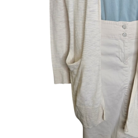 Madewell Womens Cardigan Sweater XS Summer Ryder in Stripe Pearl Ivory Pockets - Picture 4 of 9